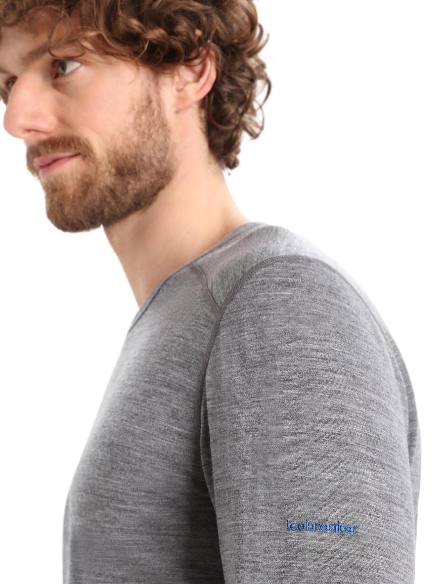 Gritstone Heather Icebreaker Merino 200 Oasis Long Sleeve Crewe Last Run Men's Base Layers | AU 1338RVDW